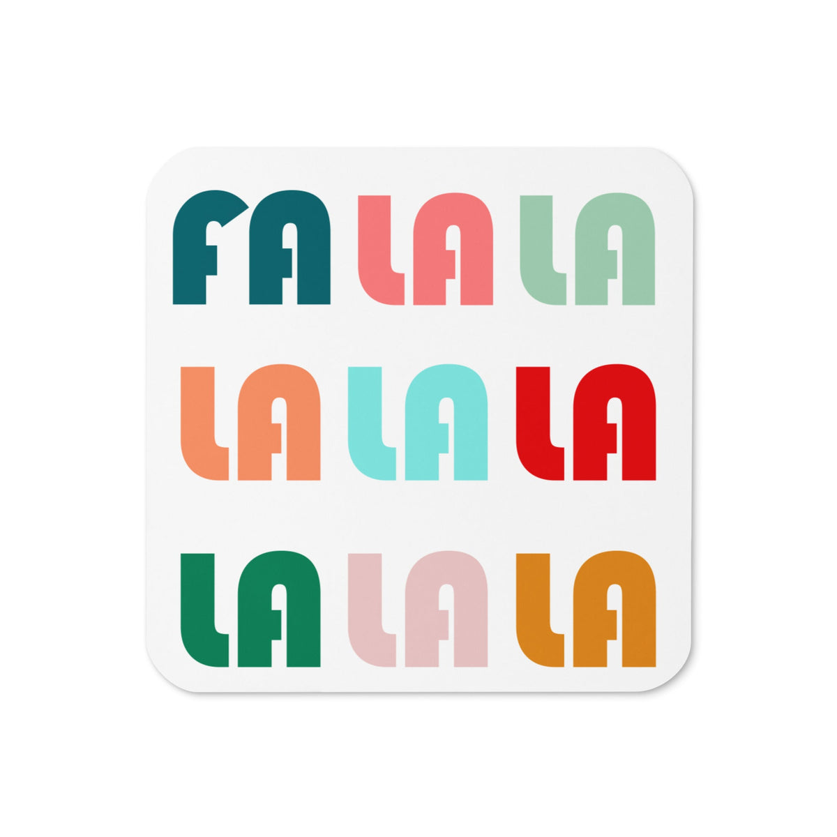 Fa La La La Retro Style Christmas Cork-back Coaster