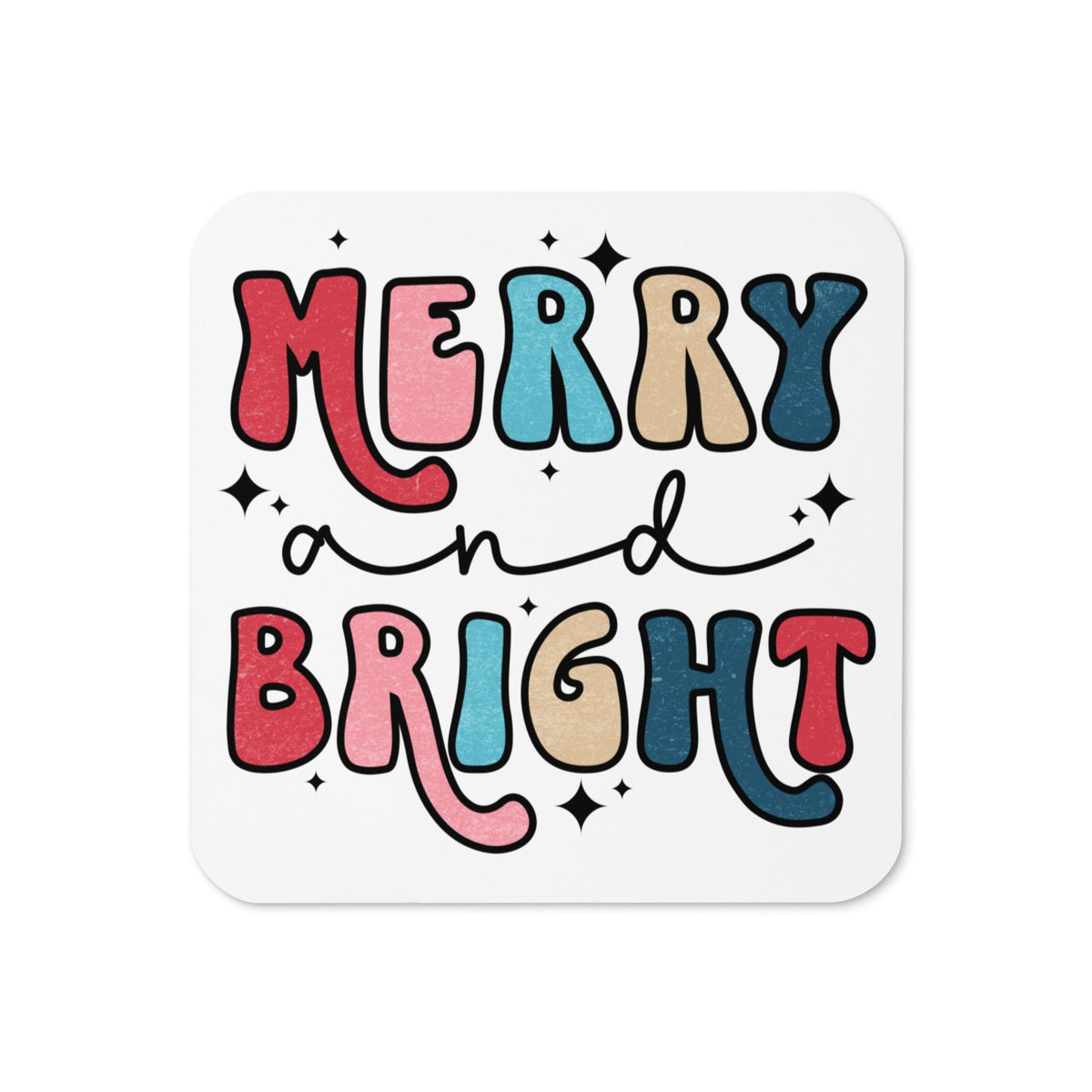 Merry And Bright Christmas Cork-back Coaster
