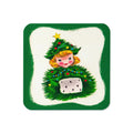 Christmas Tree Hat Girl Mid Century Retro Christmas Print Cork-back Coaster