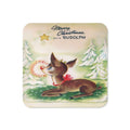 Merry Christmas To You Rudolph Reindeer Retro Christmas Print Cork-back Coaster