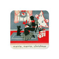 Merrie Merrie Christmas Woman And Scottie Mid Century Retro Print Cork-back Coaster