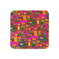 Christmas Candles Wreaths Mod Retro Christmas Print Cork-back Coaster