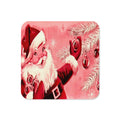 Pink Christmas Santa Mid Century Retro Christmas Print Cork-back Coaster