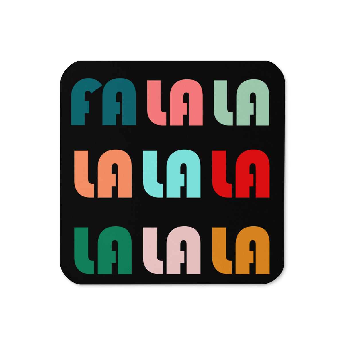 Fa La La La Retro Style Christmas Cork-back Coaster