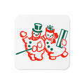 Snowman And Snowwoman Mid Century Retro Christmas Print Cork-back Coaster