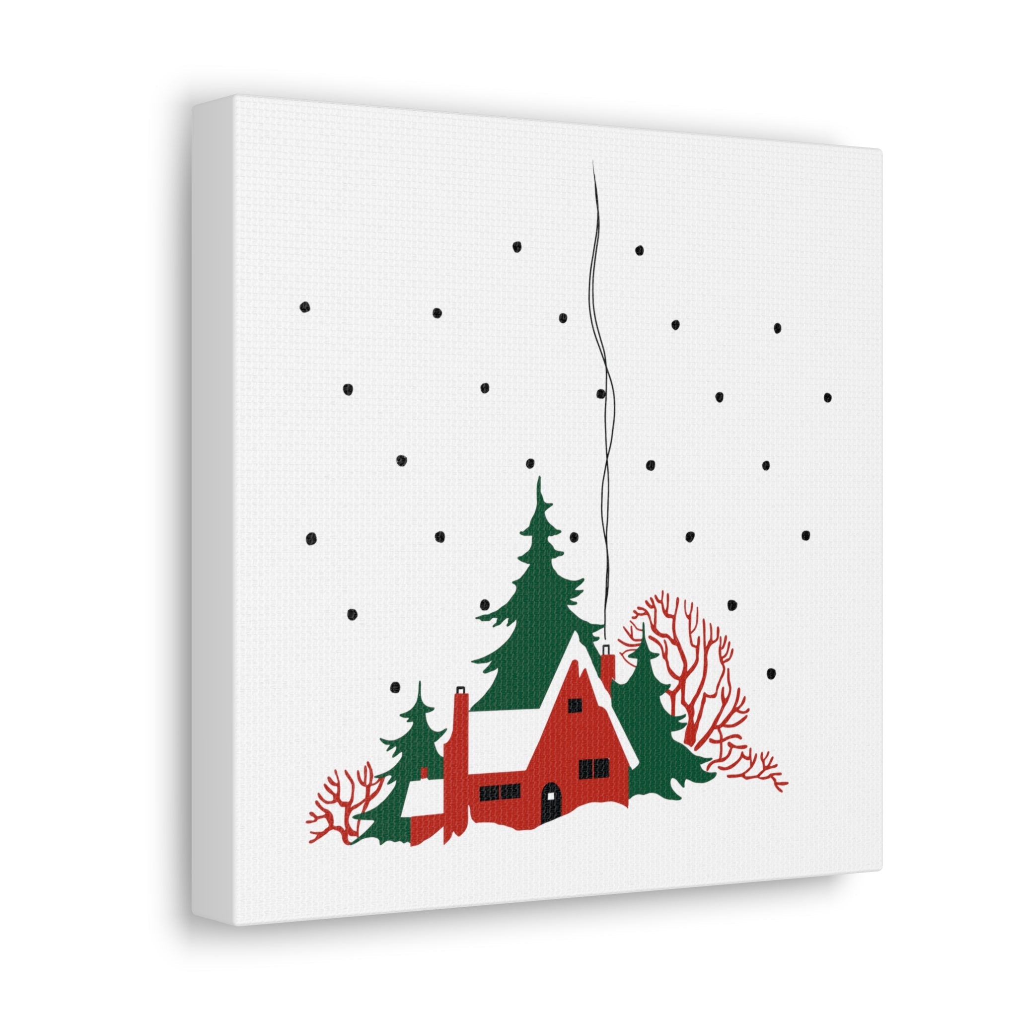 Mid Century Style Winter Mid Century Retro Christmas Scene Canvas Wrap
