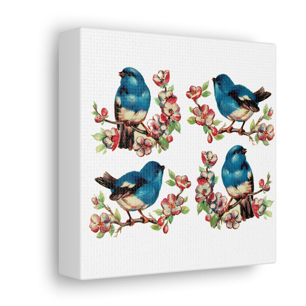 Retro Bluebirds Canvas Gallery Wrap