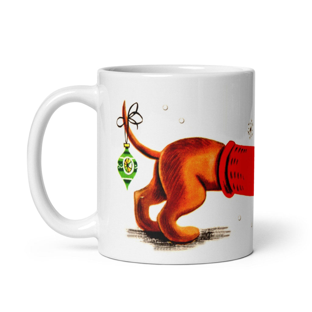 Christmas Dachshund Mid Century Retro Christmas Print Glossy Mug