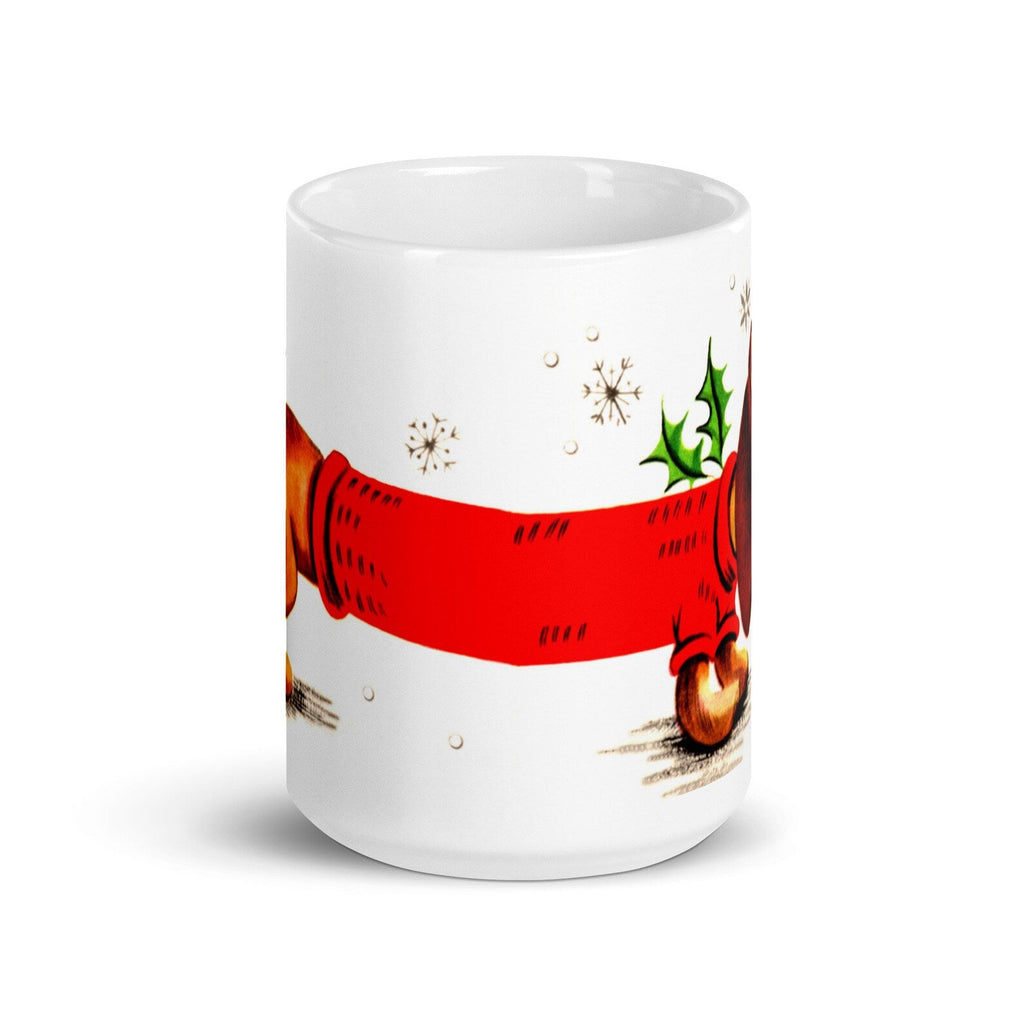 Christmas Dachshund Mid Century Retro Christmas Print Glossy Mug