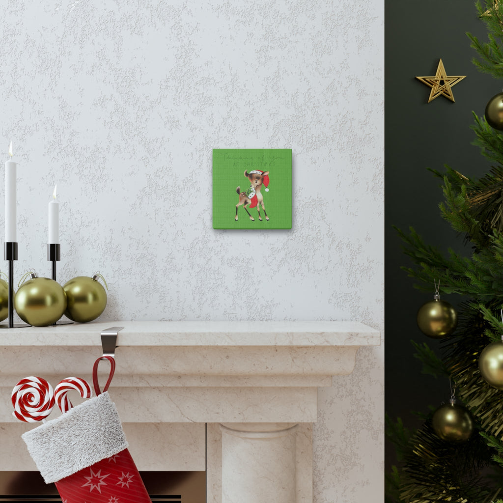 Thinking Of You At Christmas Mid Century Cute Reindeer Canvas Gallery Wrap