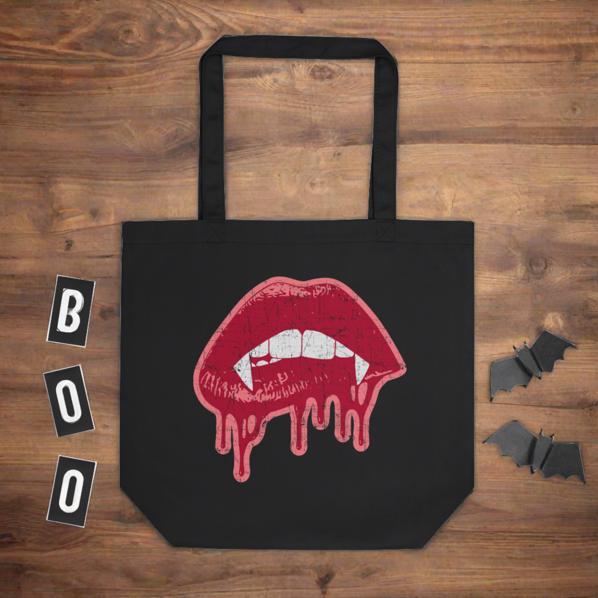 Vampire Fangs Halloween Eco Cotton Tote Bag