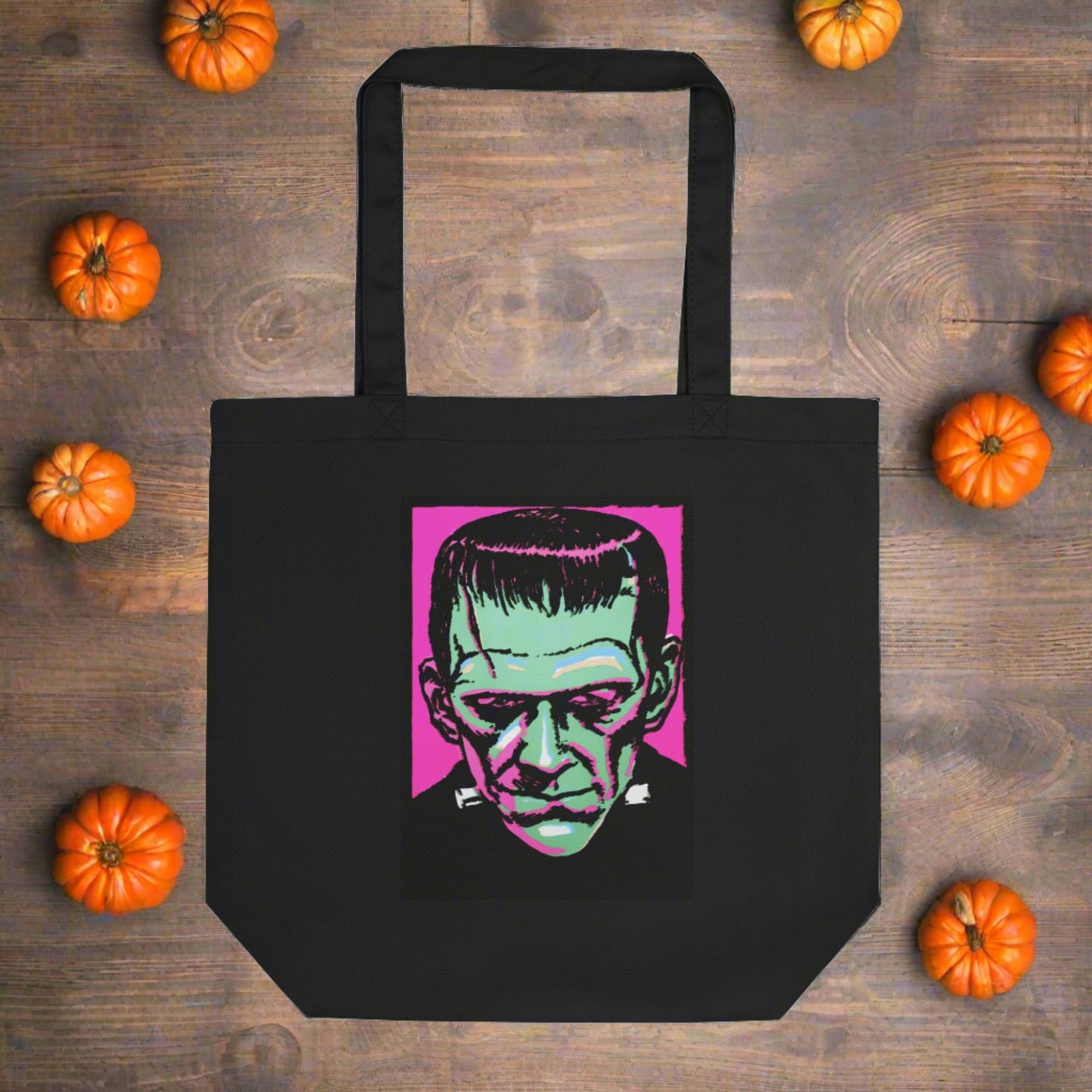 Frankenstein Monster Retro Halloween Print Eco Cotton Tote Bag