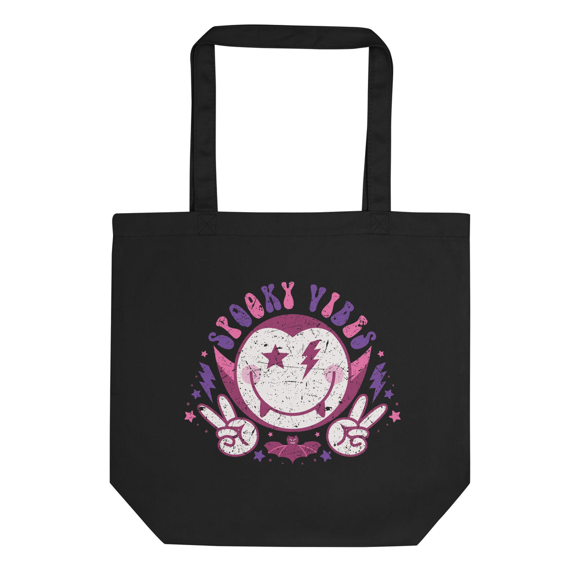 Spooky Vibes Cute Dracula Vampire Halloween Eco Cotton Tote Bag