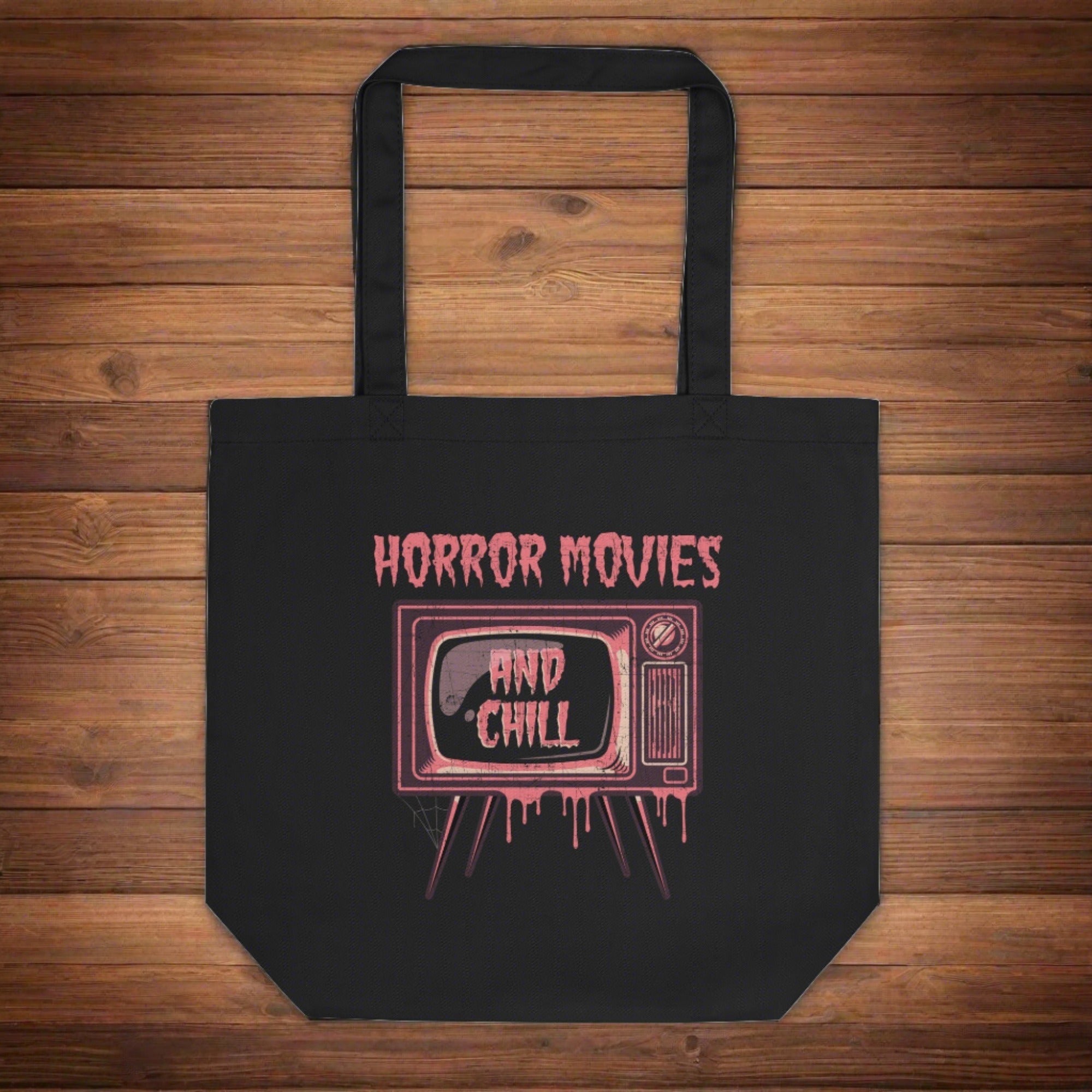 Horror Movies And Chill Distressed Style Halloween Eco Cotton Tote Bag