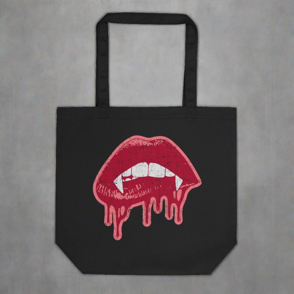 Vampire Fangs Halloween Eco Cotton Tote Bag
