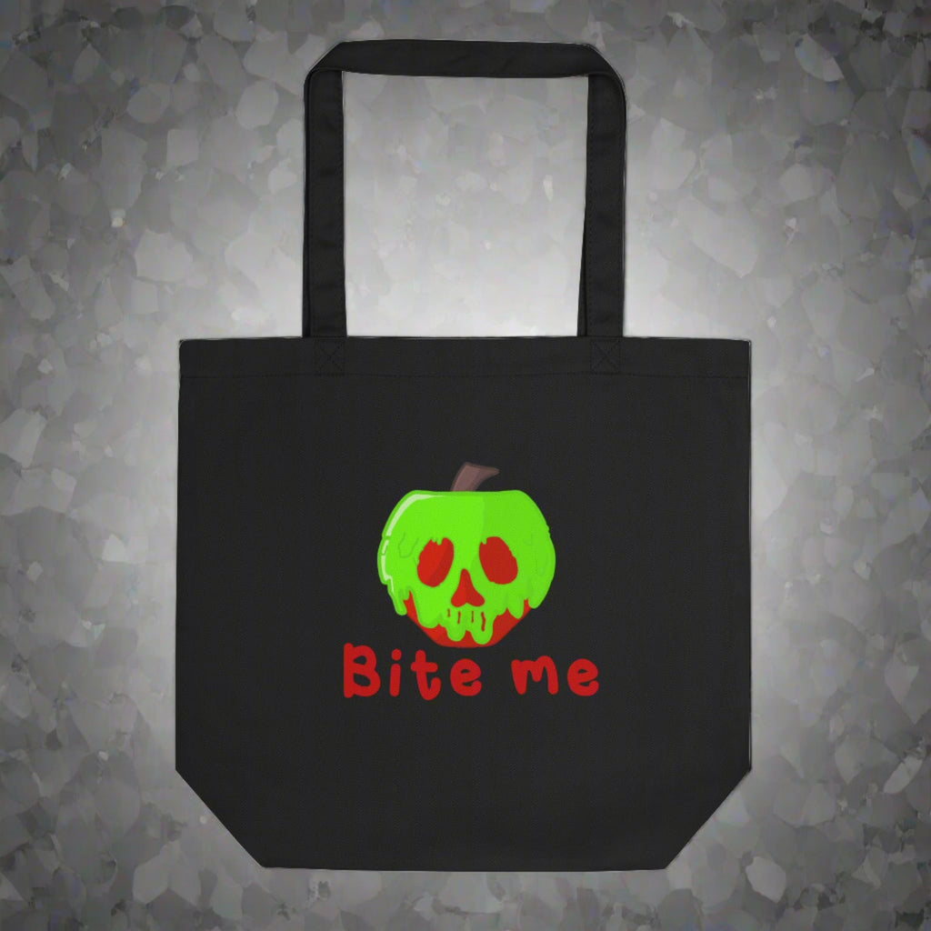 Bite Me Poison Apple Evil Queen Snow White Halloween Large Eco Cotton Tote Bag