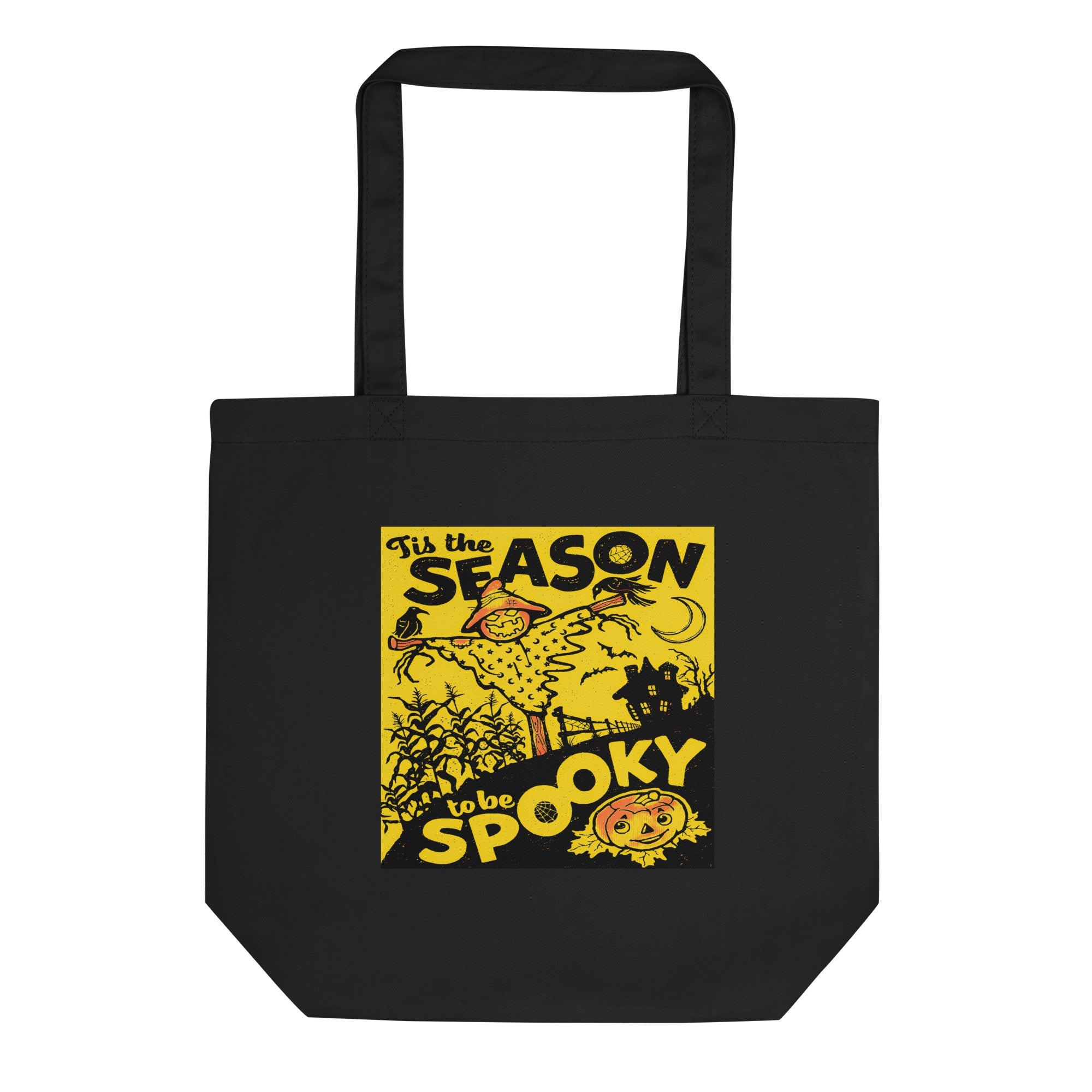 Tis The Season To Be Spooky Scarecrow Retro Halloween Print Eco Tote Bag