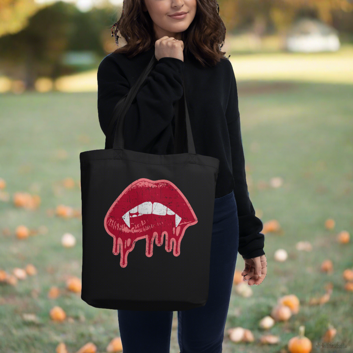 Vampire Fangs Halloween Eco Cotton Tote Bag