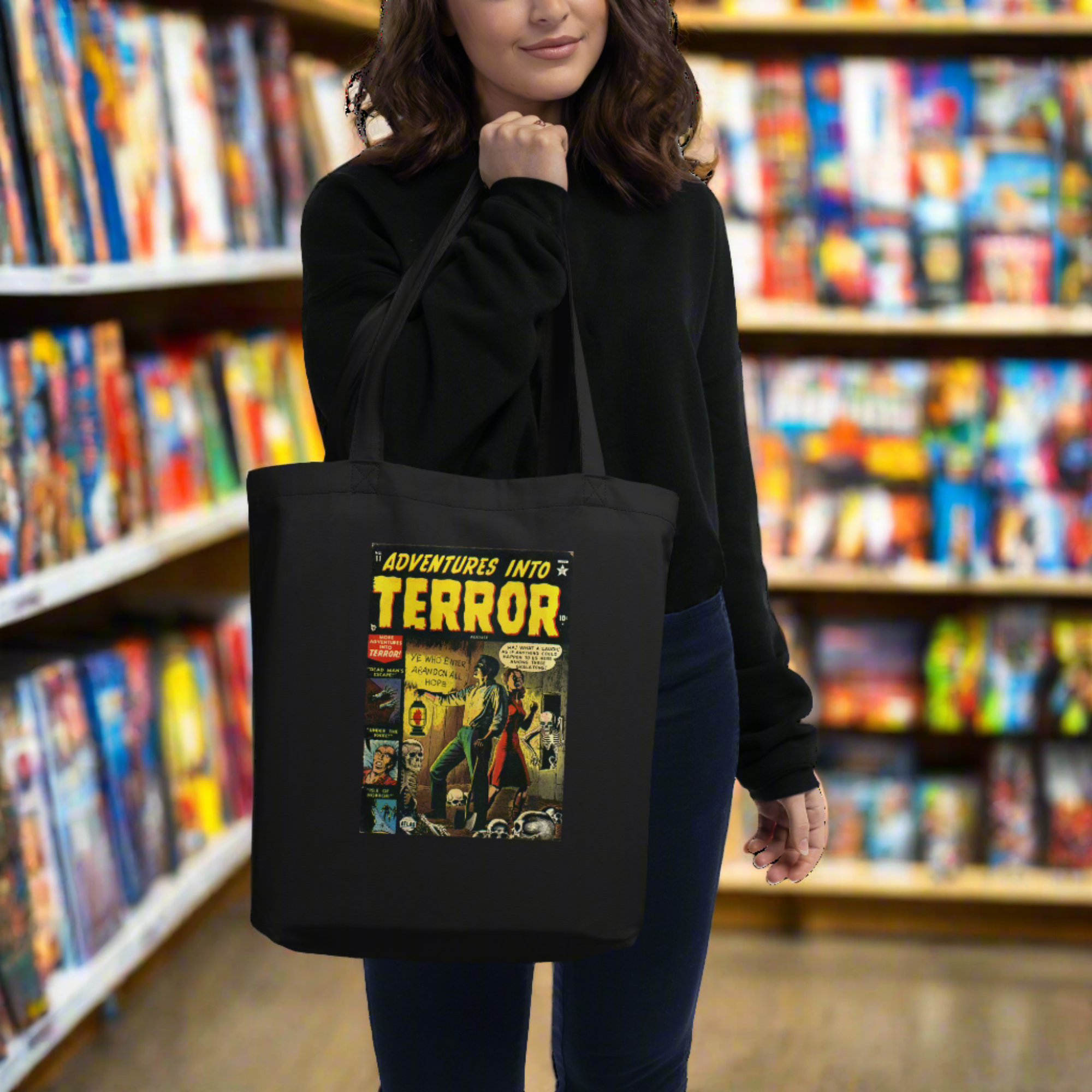 Adventures Into Terror Horror Retro Comic Halloween Eco Cotton Tote Bag
