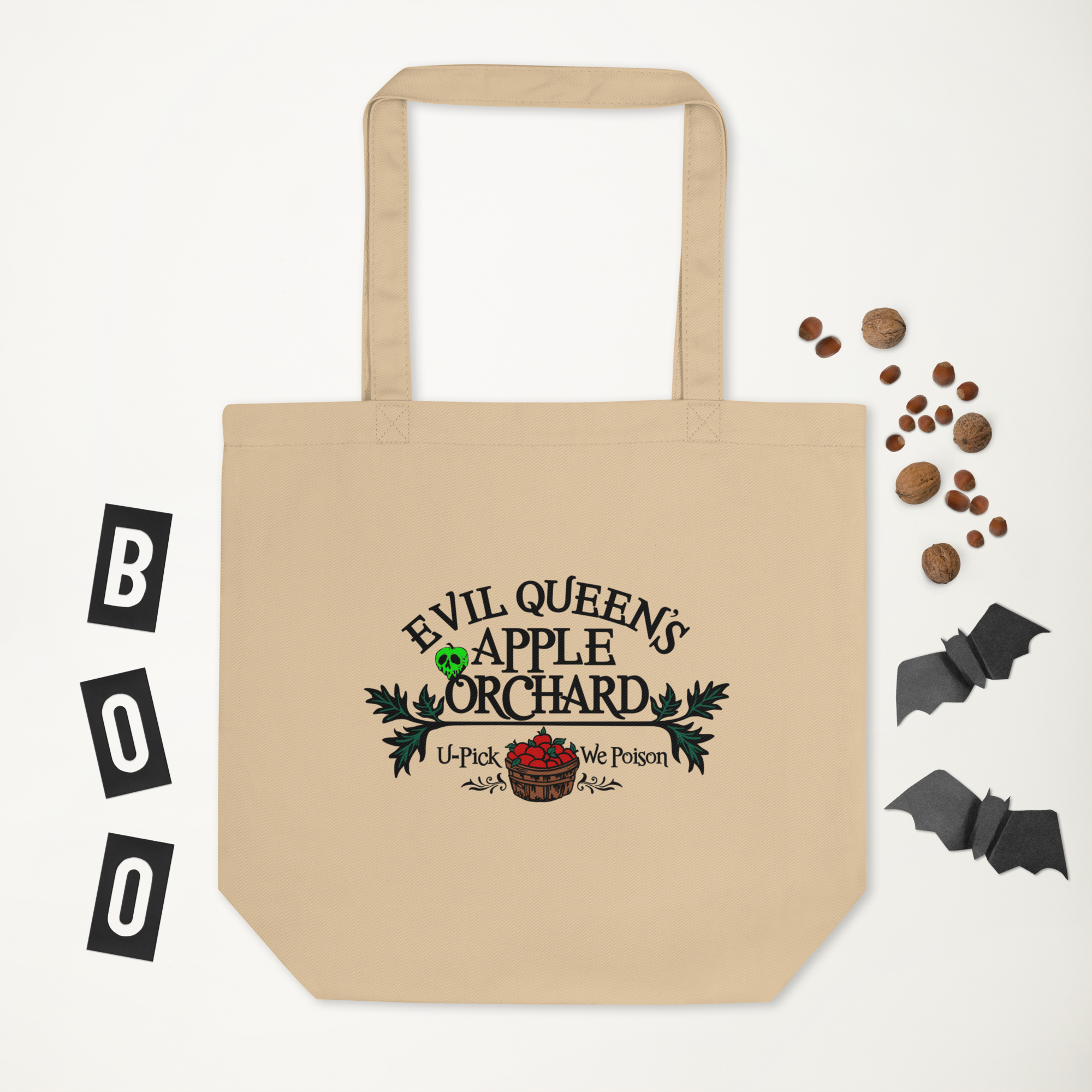 Snow White Evil Queen's Apple Orchard Halloween Spooky Cute Large Eco Cotton Tote Bag