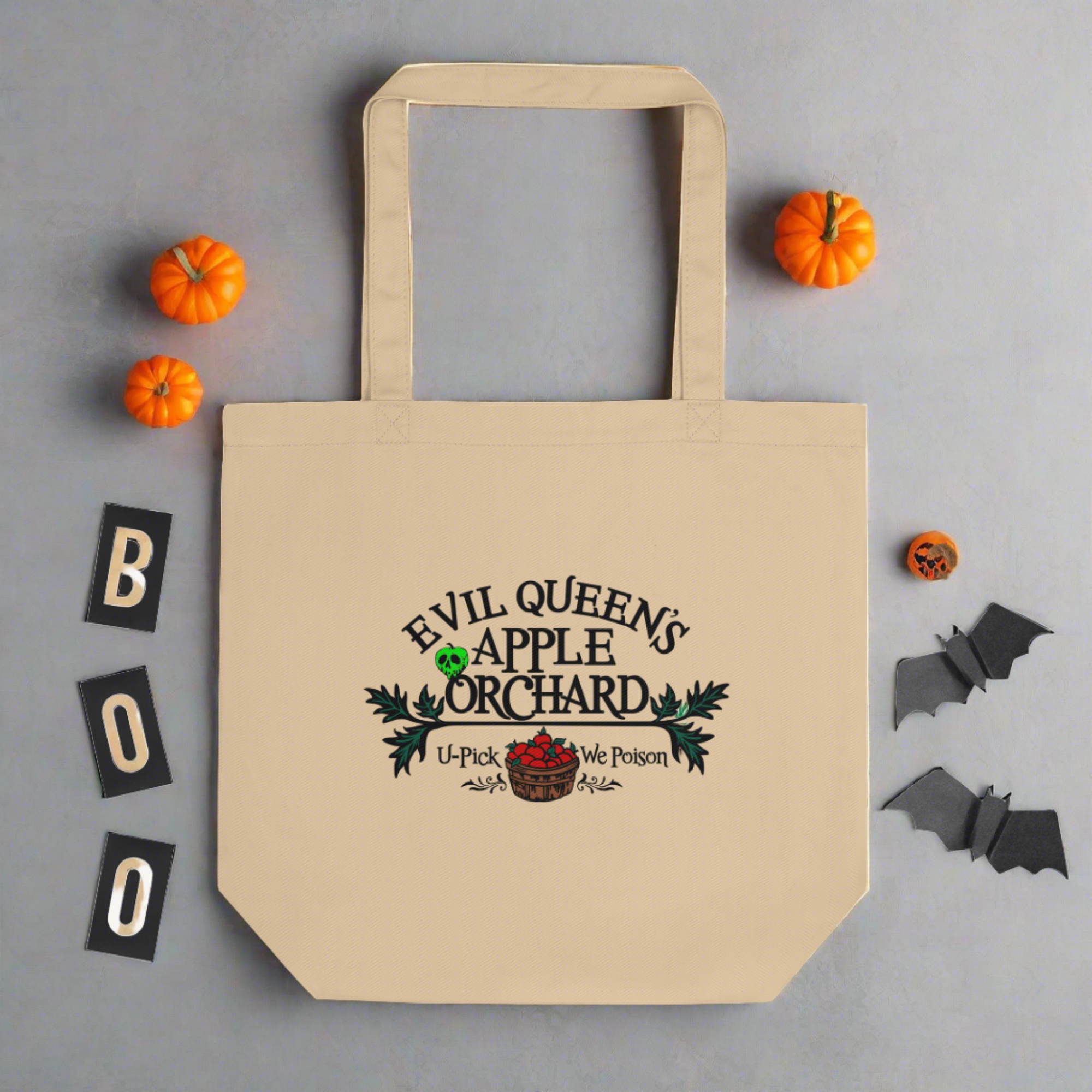 Snow White Evil Queen's Apple Orchard Halloween Spooky Cute Large Eco Cotton Tote Bag
