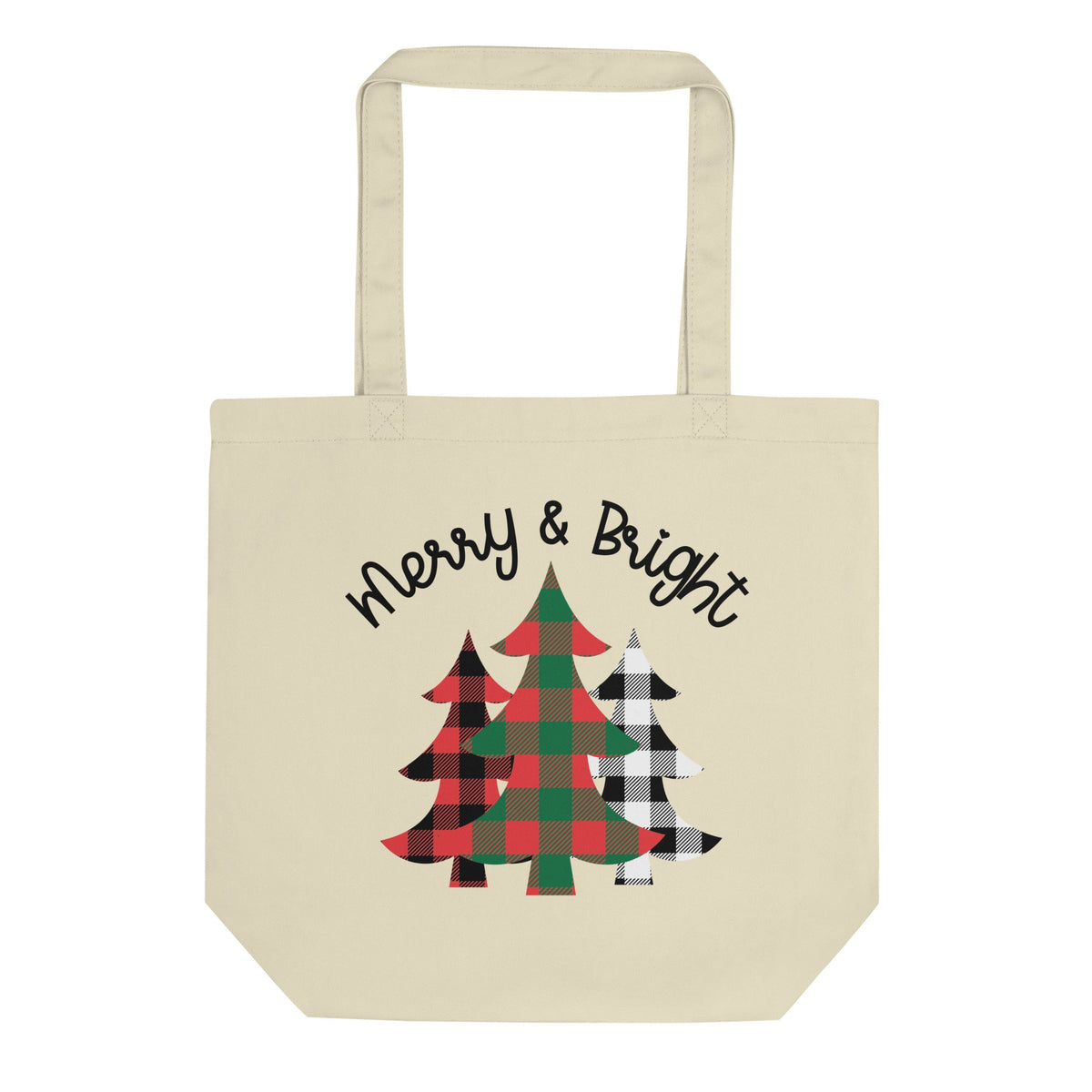 Merry And Bright Buffalo Checkered Trees Eco Cotton Tote Bag