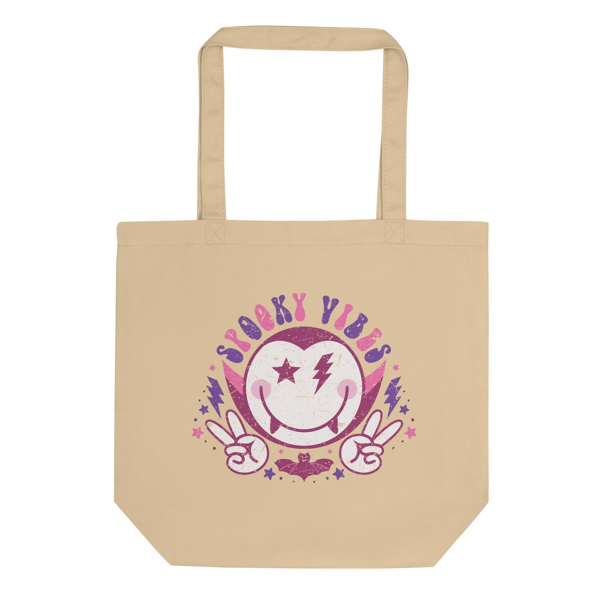 Spooky Vibes Cute Dracula Vampire Halloween Eco Cotton Tote Bag
