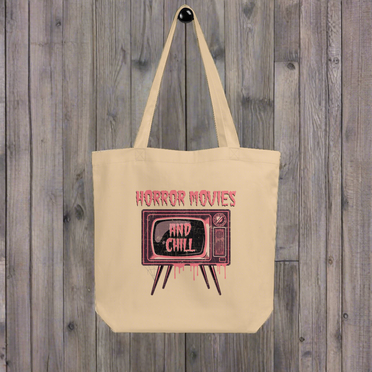 Horror Movies And Chill Distressed Style Halloween Eco Cotton Tote Bag