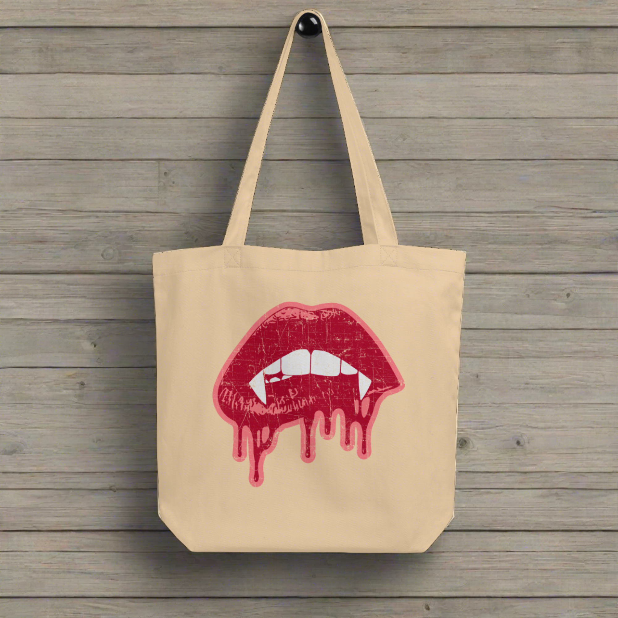 Vampire Fangs Halloween Eco Cotton Tote Bag