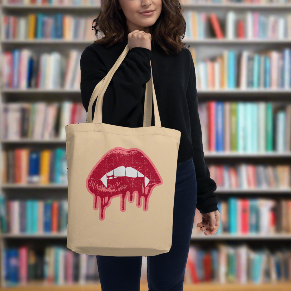 Vampire Fangs Halloween Eco Cotton Tote Bag
