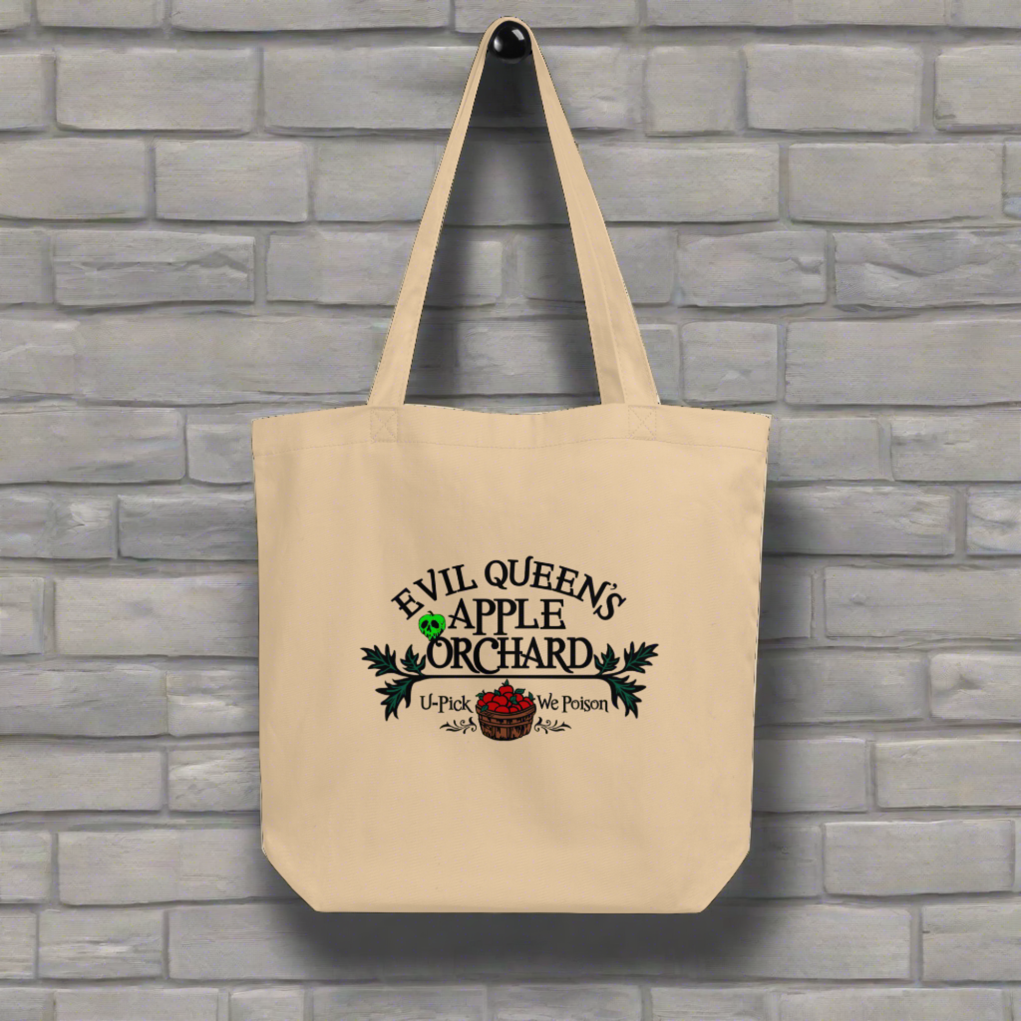 Snow White Evil Queen's Apple Orchard Halloween Spooky Cute Large Eco Cotton Tote Bag