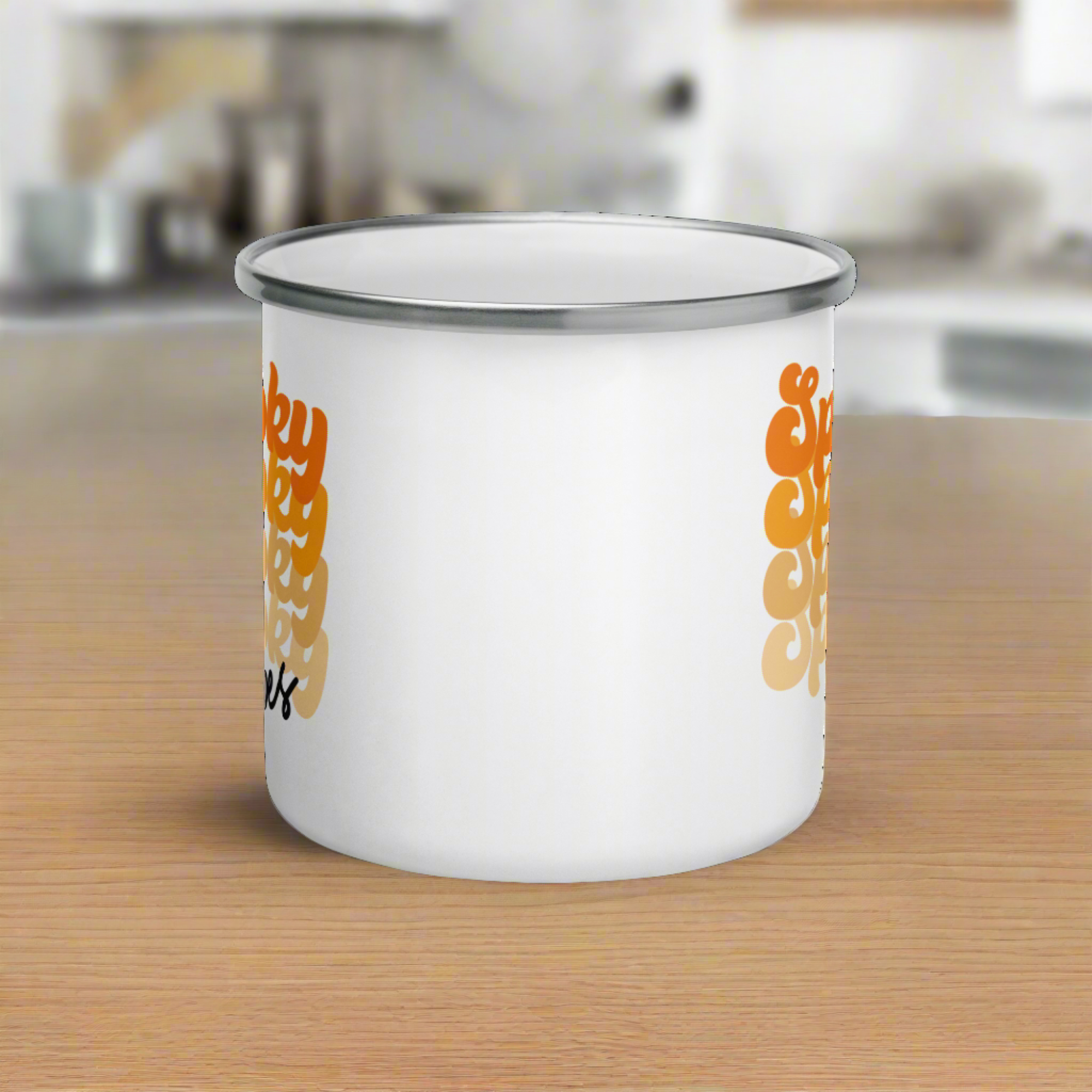Spooky Vibes Halloween Hot Chocolate Camping Enamel Mug