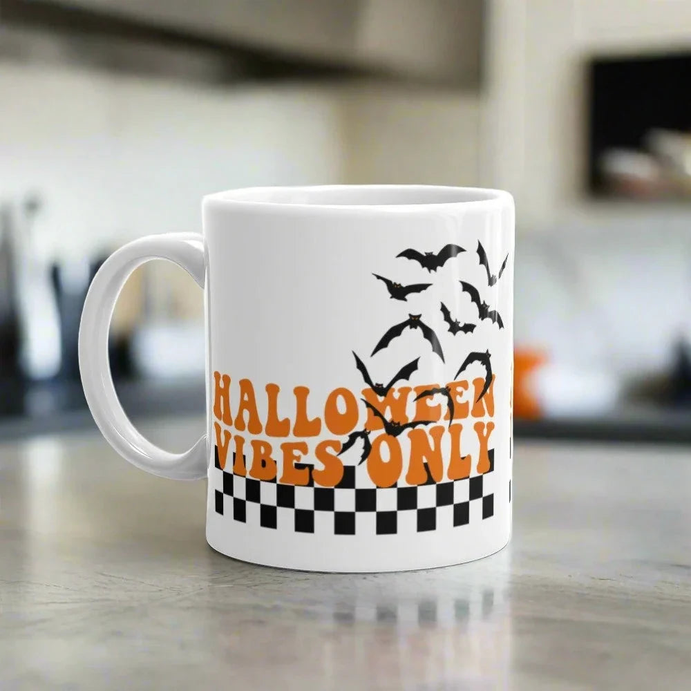 Halloween Vibes Only Bats Halloween Glossy Coffee Mug
