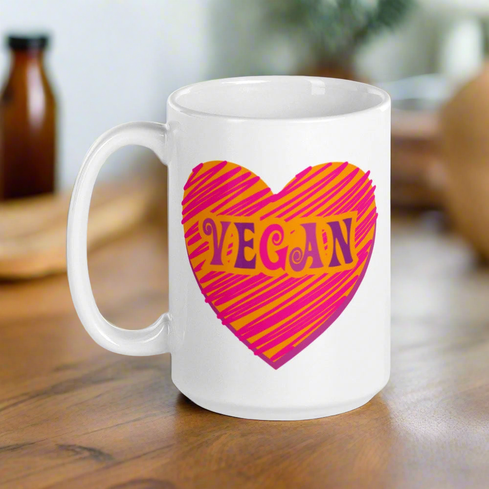Boho Vegan Heart Glossy Coffee Mug