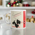 Greetings At Christmas Black Scottie Midcentury Christmas Coffee Mug