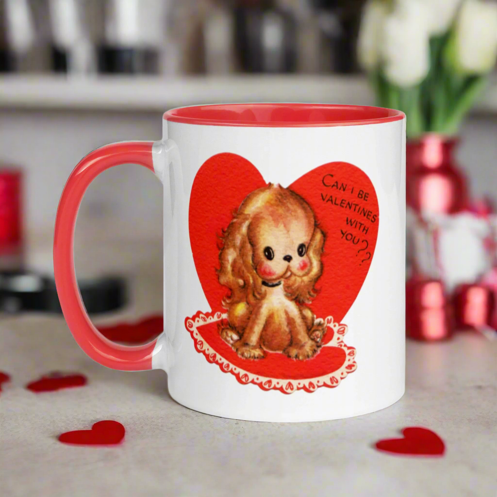 Can I be Valentines with You? Puppy Valentine's Day Glossy Coffee Mug
