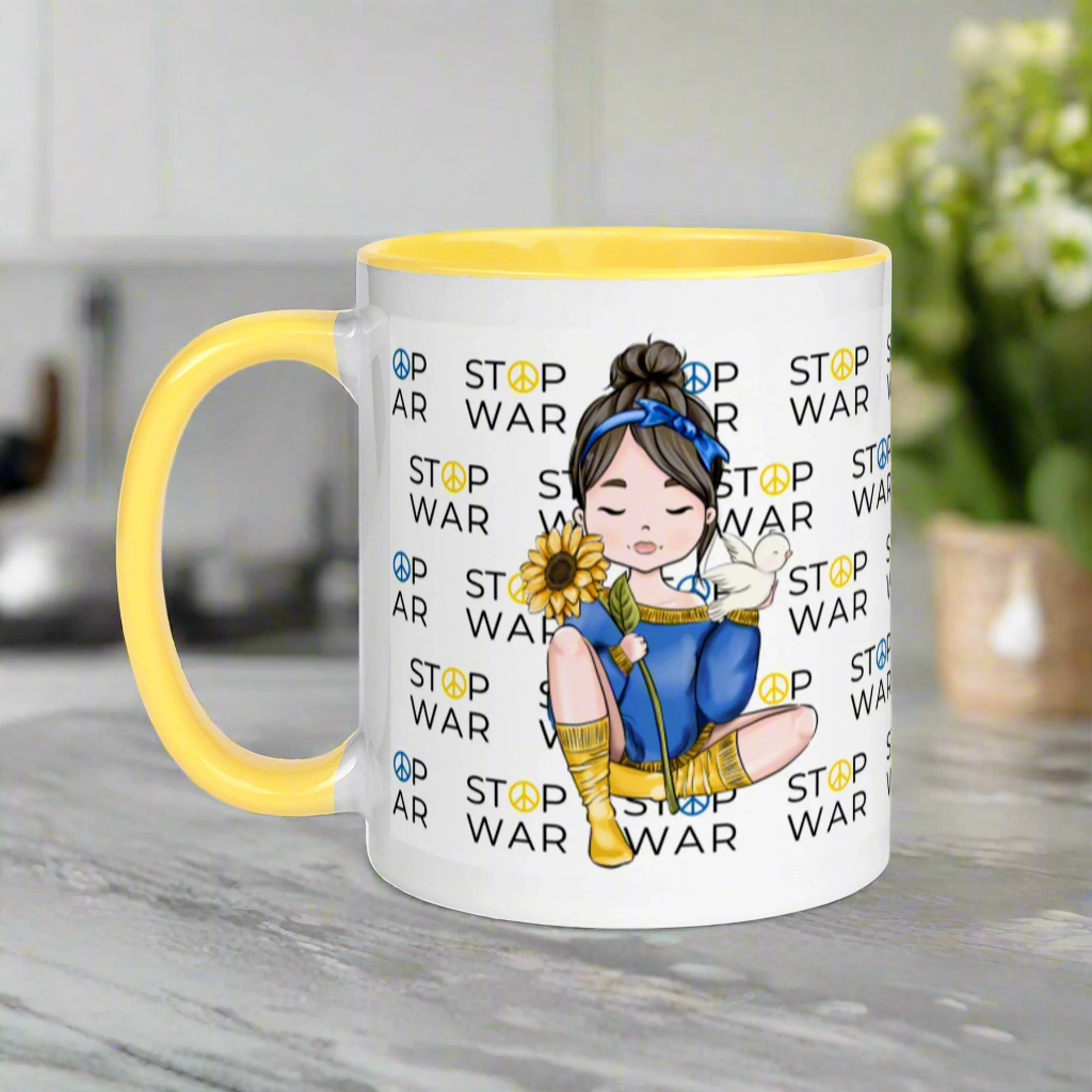 Stop War Sunflower Dove Girl Coffee Mug