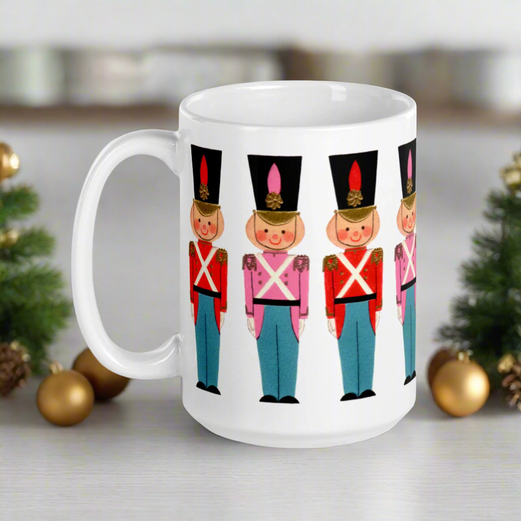 Christmas Toy Soldiers Mid-Century Retro Glossy Coffee Mug