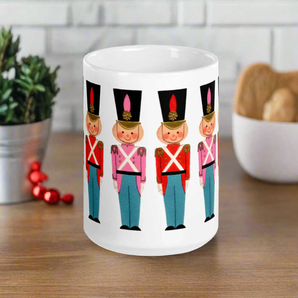 Christmas Toy Soldiers Mid-Century Retro Glossy Coffee Mug