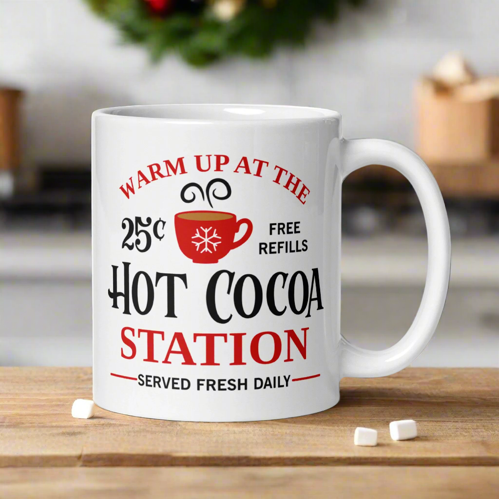 Warm Up At The Hot Cocoa Station Christmas Glossy Mug