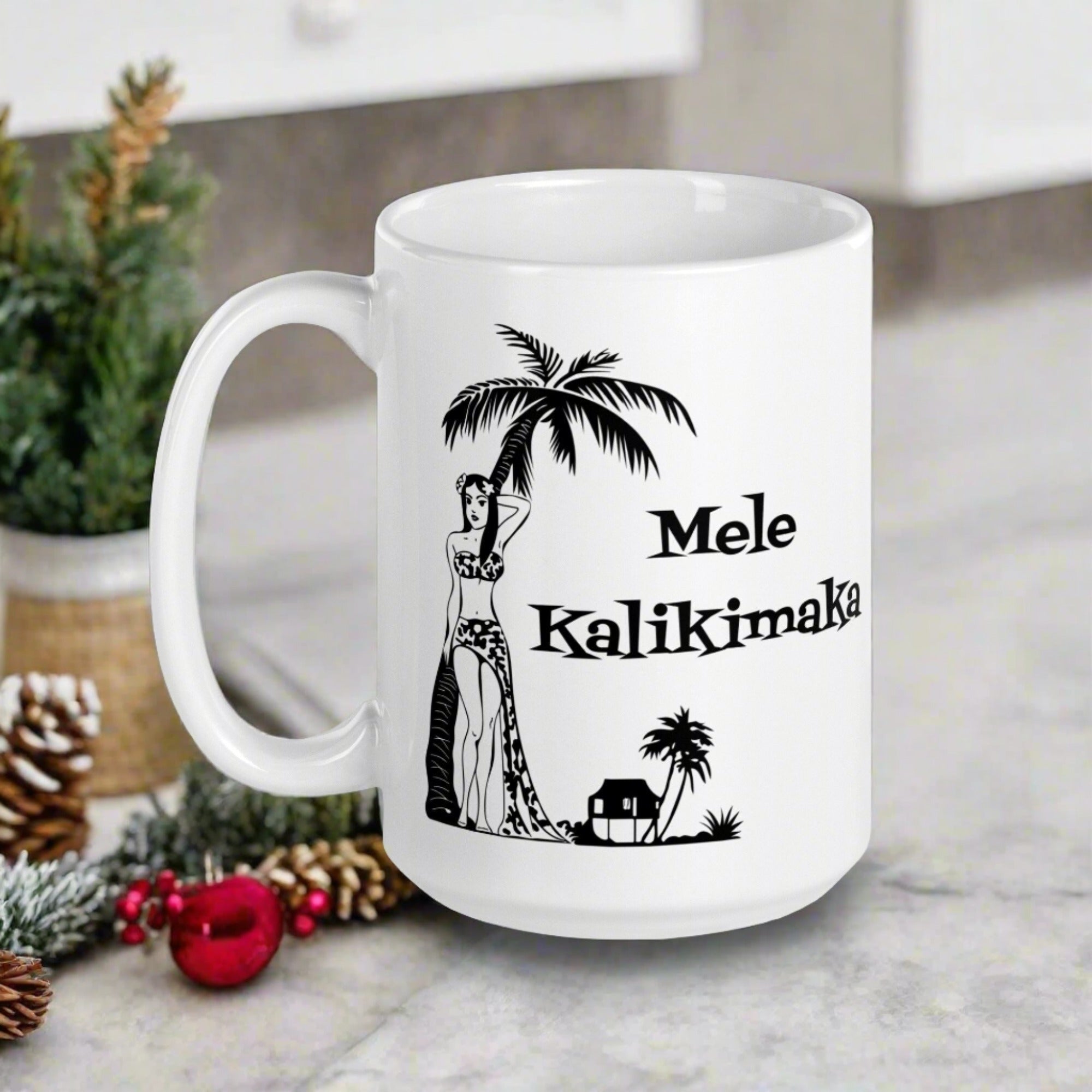 Mele Kalikimaka Atomic Era Style Christmas Glossy Coffee Mug