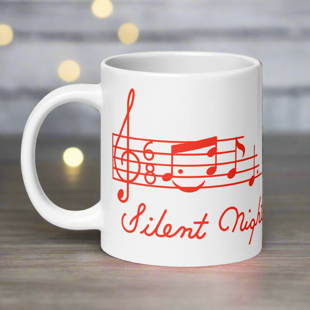 Silent Night Music 50s Mid Century Retro Christmas Glossy Coffee Mug