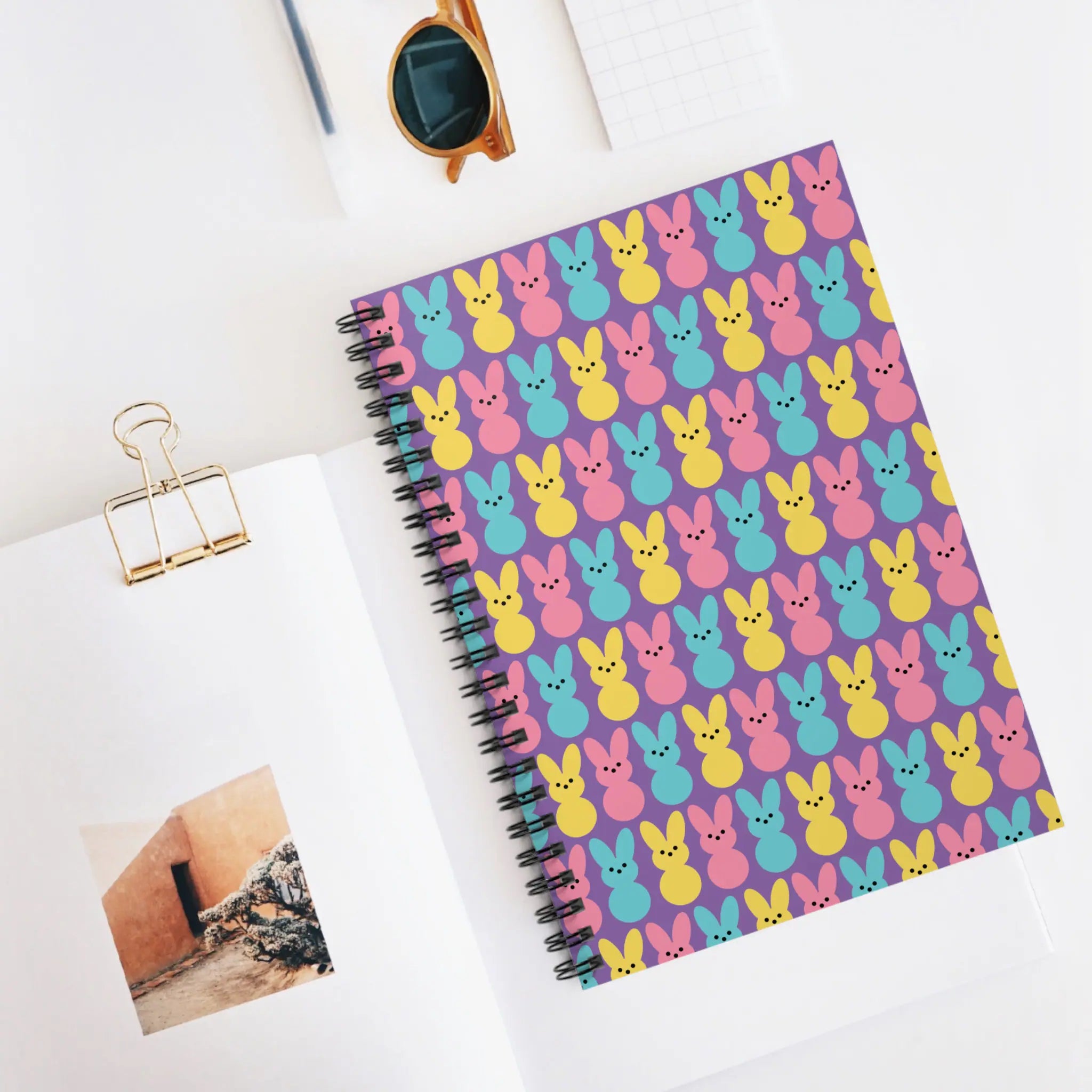 Pastel Marshmallow Bunnies Spring Easter Spiral Journal Notebook