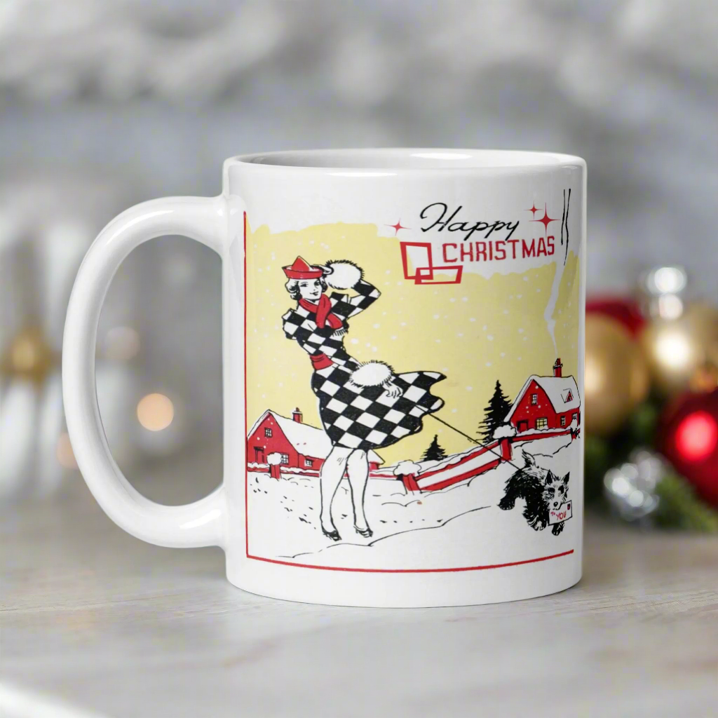 Happy Christmas Deco Midcentury Retro Glossy Coffee Mug