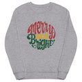 Merry And Bright Christmas Retro Style Unisex Organic Sweatshirt
