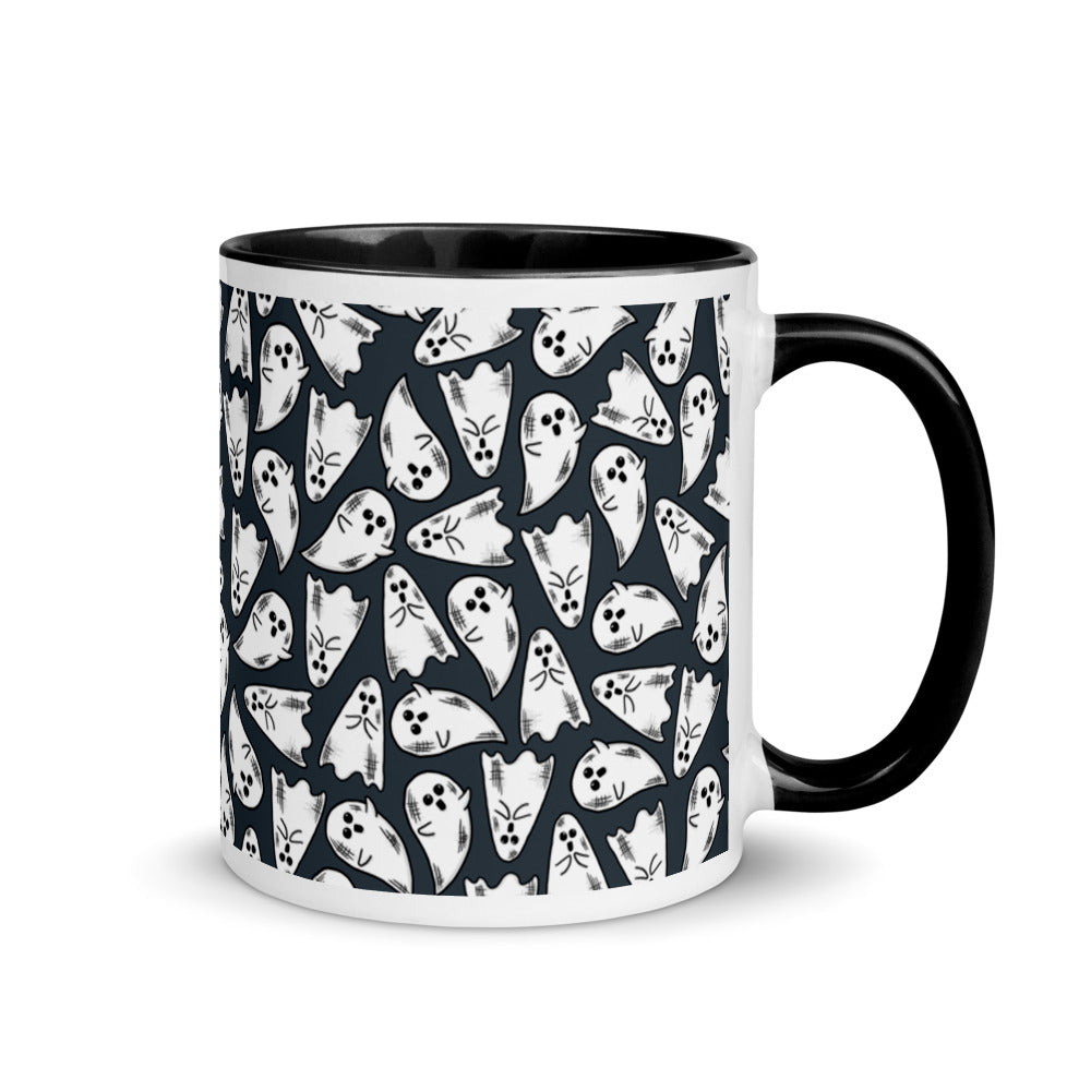 Cute Halloween Ghosts Black Lined Glossy Mug