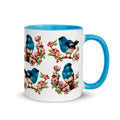 Retro Bluebirds Lined Glossy Mug