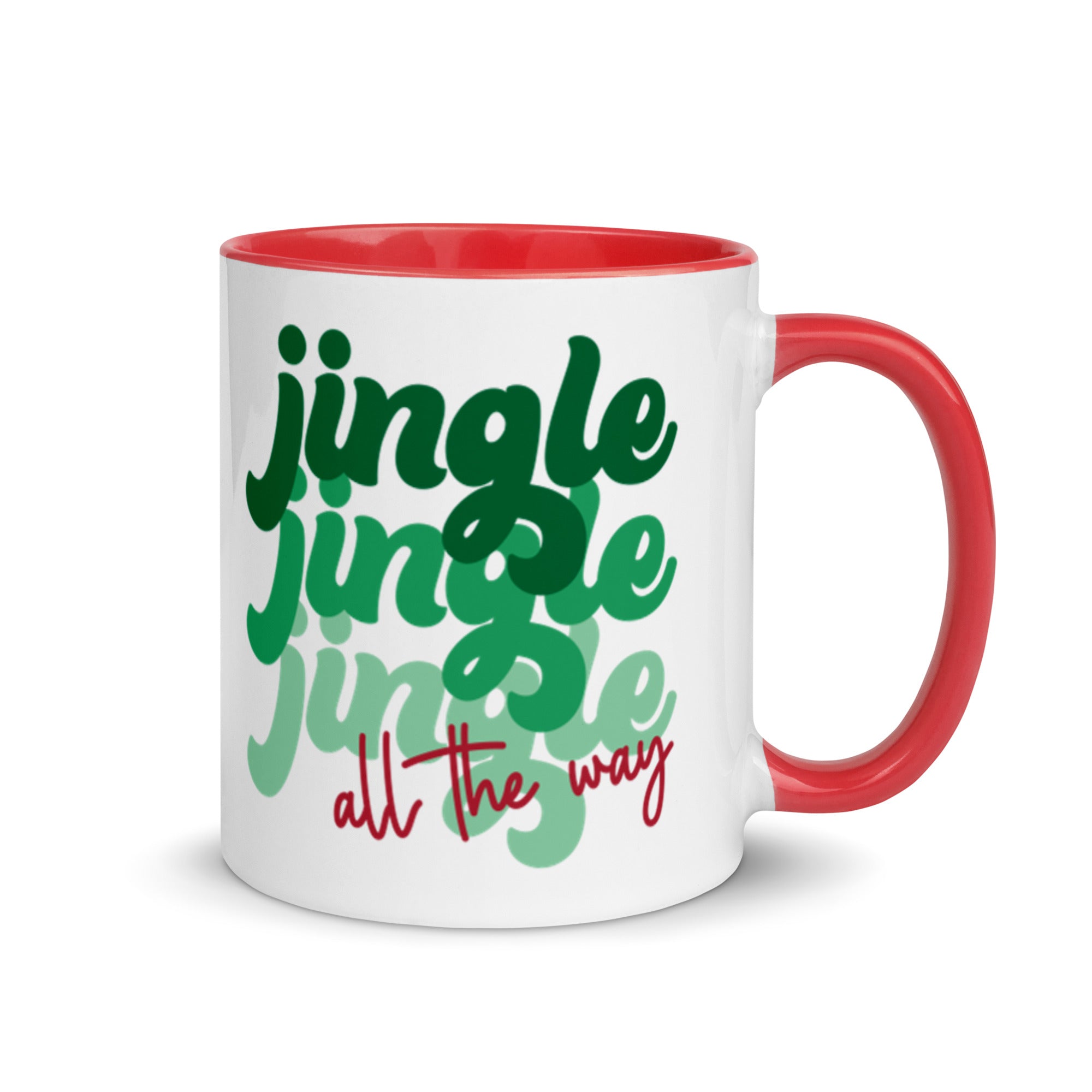 Jingle Jingle Jingle All The Way Lined Red Glossy Mug