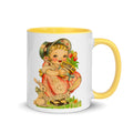 Easter Joy Girl With Bunny Mid Century Retro Easter Glossy Mug