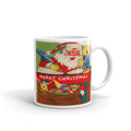 Santa Merry Christmas Mid Century Retro Christmas Print Glossy Mug